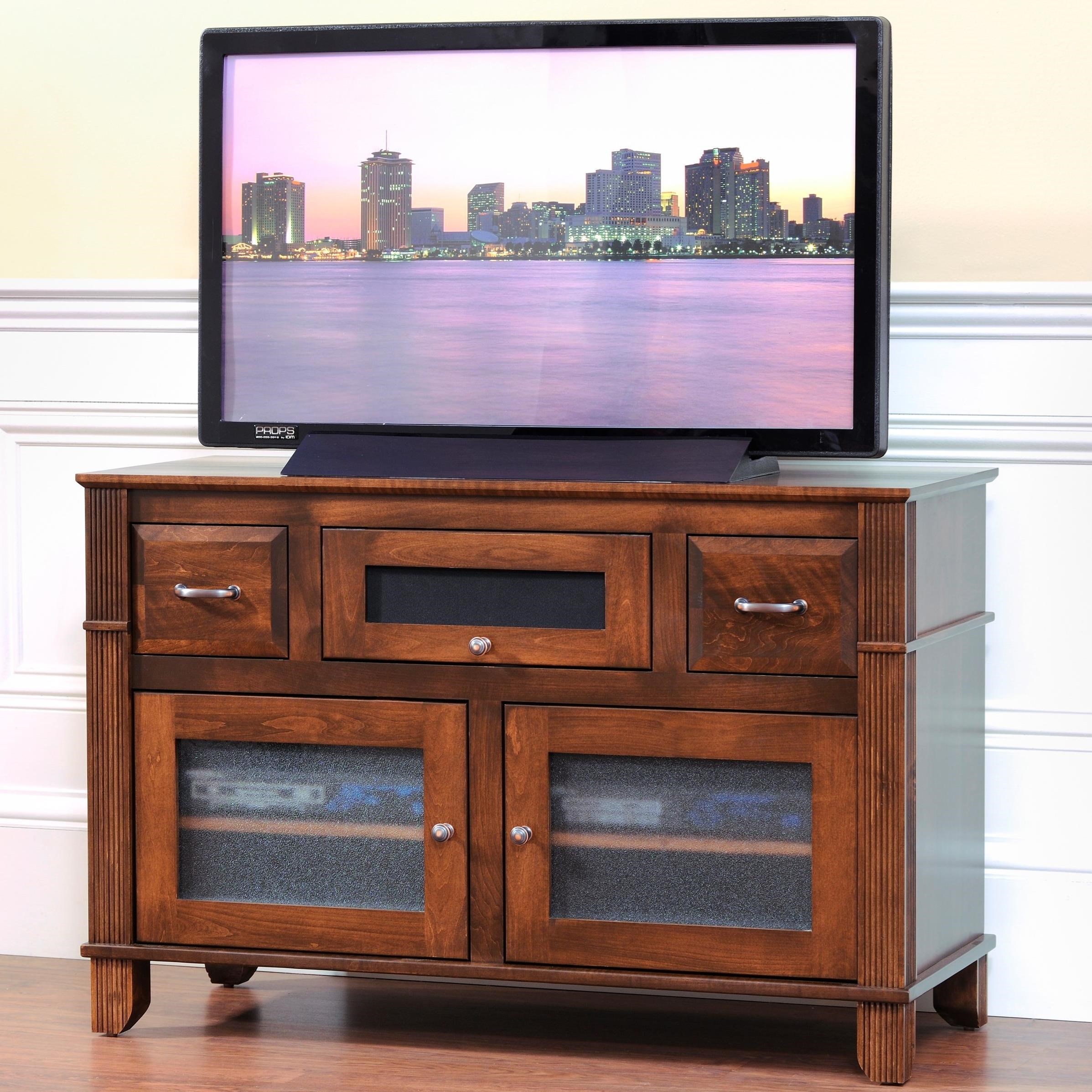 Y & T Woodcraft Arlington 45" TV Stand with Frosted Glass Doors Saugerties Furniture Mart TV